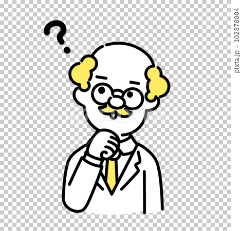 かわいい人物のイラストシリーズ _ 博士_シニア _ 疑問 102878004