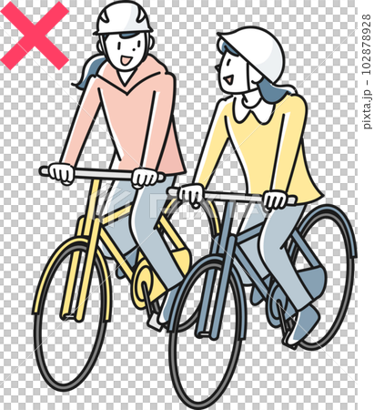 Young women riding bicycles Young women riding bicycles 102878928