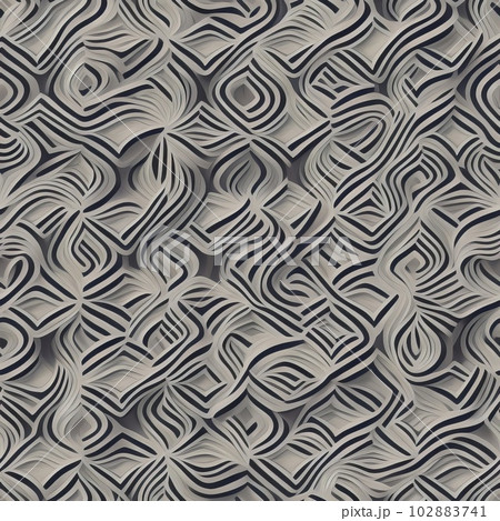 3D Stripes and lines make up an abstract geometric seamless pattern. Generative AI. 3D Stripes and lines make up an abstract geometric seamless pattern. Generative AI. 102883741