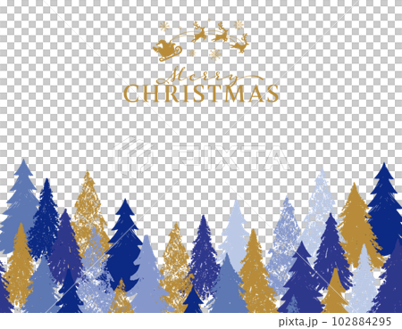 クリスマスの森のイラスト・青 クリスマスの森のイラスト・青 102884295