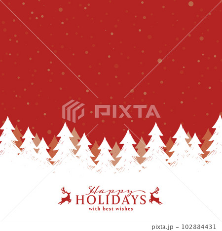 雪の降るクリスマスの夜の森のシルエットイラスト・赤 雪の降るクリスマスの夜の森のシルエットイラスト・赤 102884431