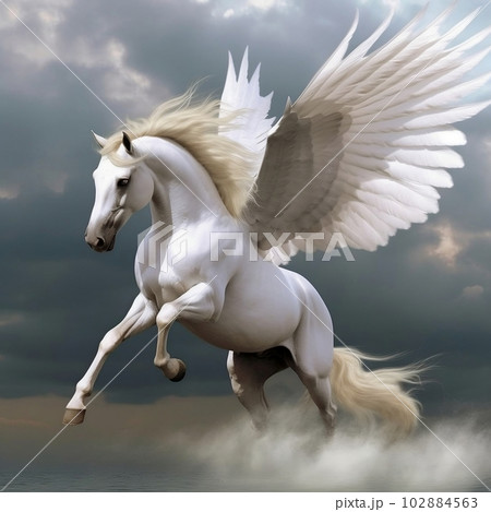 Pegasus flapping its wings　Generative AI 102884563