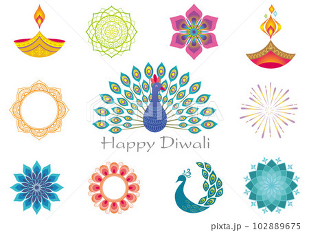 ディワリ　カラフルなシンボルアイコンセット 102889675