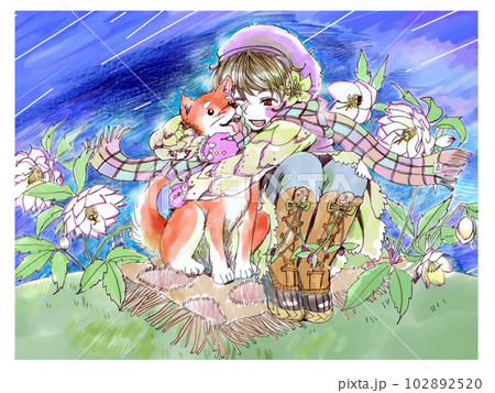 犬と花と夜空 102892520