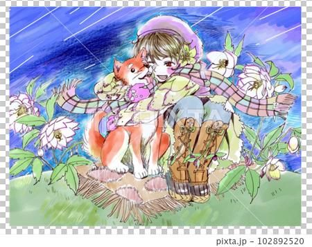 犬と花と夜空 102892520