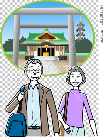參觀日本神社和寺廟的老年夫婦 參觀日本神社和寺廟的老年夫婦 102893567