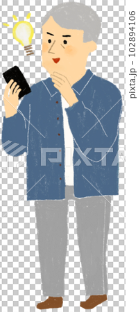 Elderly man holding a smartphone Elderly man holding a smartphone 102894106