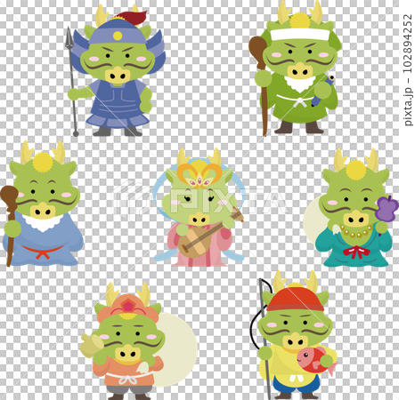 2024年の干支、辰年の七福神セット 2024年の干支、辰年の七福神セット 102894252