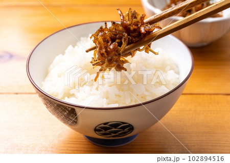 白ごはんと生姜とちりめんじゃこの佃煮 102894516
