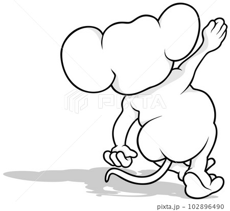 Drawing of a Cute Mouse from the Back 102896490