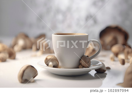 Chagaccino coffee and mushrooms. Chagaccino coffee and mushrooms. 102897094