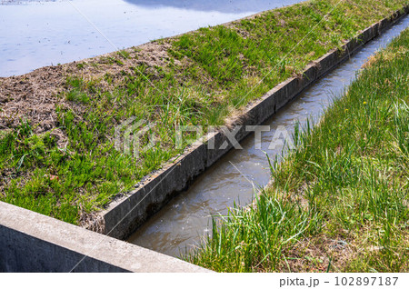 田植え頃の用水路 田植え頃の用水路 102897187