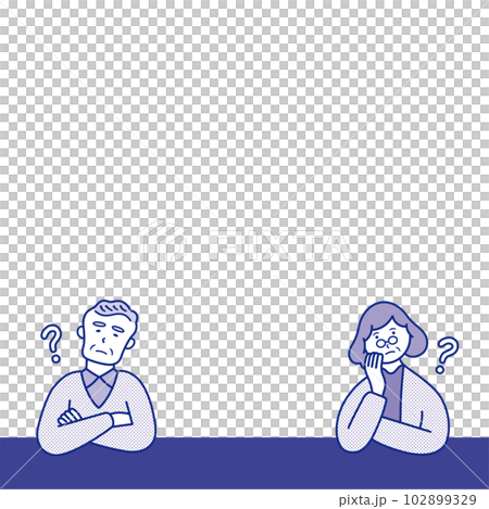 Upper body illustration material of senior men and women who are wondering Upper body illustration material of senior men and women who are wondering 102899329
