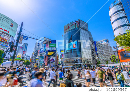 日本の東京都市景観 連続真夏日…熱中症に注意。渋谷スクランブル交差点はマ無しの方のほうが多い=18日 日本の東京都市景観 連続真夏日…熱中症に注意。渋谷スクランブル交差点はマ無しの方のほうが多い=18日 102899547