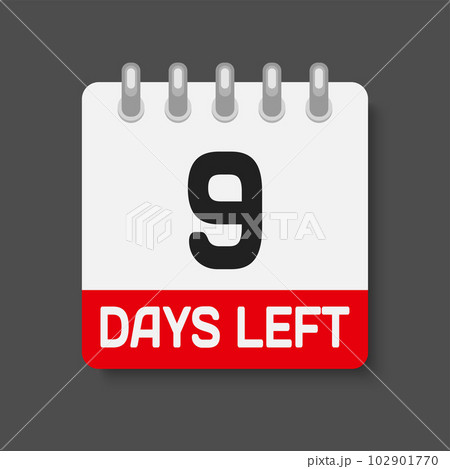 Countdown daily page calendar icon - 9 days left Countdown daily page calendar icon - 9 days left 102901770