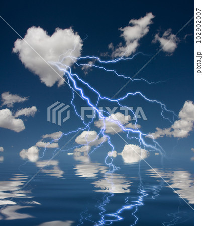 Heart Shaped Cloud With Thunderbolt Heart Shaped Cloud With Thunderbolt 102902007