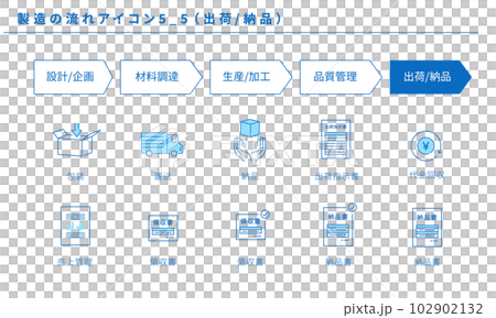 製造の流れのシンプルなアイコンセット5_5(出荷/納品)、ベクター 製造の流れのシンプルなアイコンセット5_5(出荷/納品)、ベクター 102902132