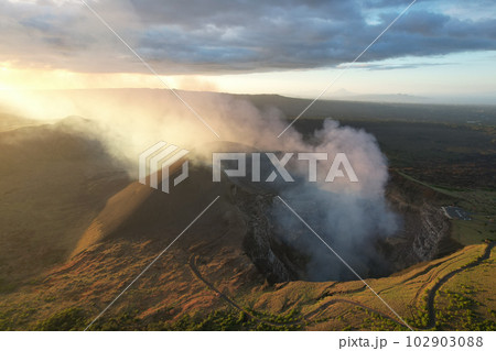 CO2 gas coming from volcano crater 102903088