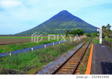 【鹿児島県】薩摩の開聞岳と日本最南端の駅（薩摩富士と西大山駅） 102903406