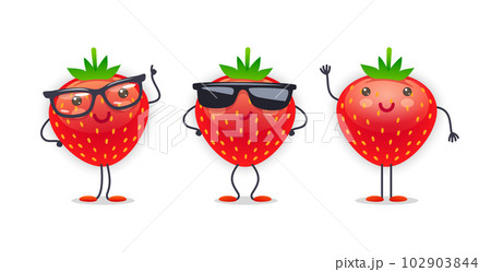 Strawberry Character with Various Face Expressions Strawberry Character with Various Face Expressions 102903844
