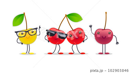 Cherry Character with Various Face Expressions Cherry Character with Various Face Expressions 102903846