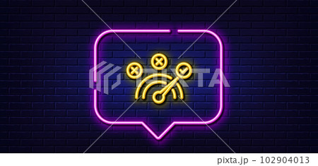 Neon light speech bubble. Correct answer line icon. Speedometer concept sign. Check symbol. Neon light background. Correct answer glow line. Brick wall banner. Vector Neon light speech bubble. Correct answer line icon. Speedometer concept sign. Check symbol. Neon light background. Correct answer glow line. Brick wall banner. Vector 102904013