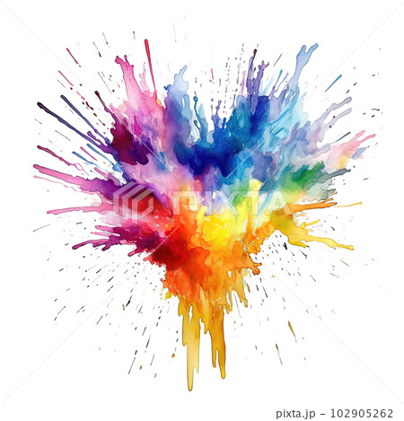 Rainbow watercolor splash. Illustration AI Generative 102905262