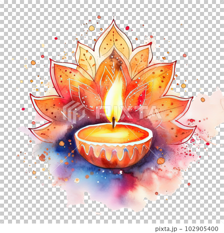 Diwali lights watercolor. Illustration AI Generative 102905400