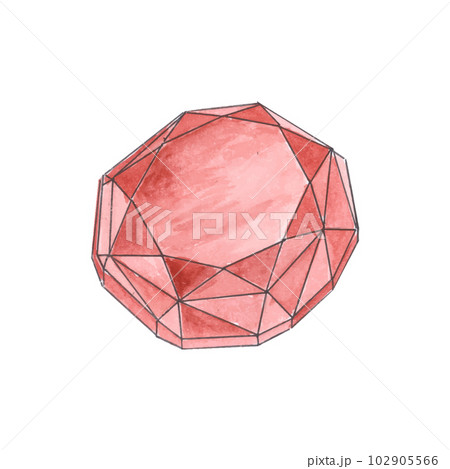 precious stone, ruby, red crystal. Watercolor vector illustration. 102905566