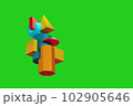 abstract set of figures balancing among themselves on a bright green background, 3d render 102905646