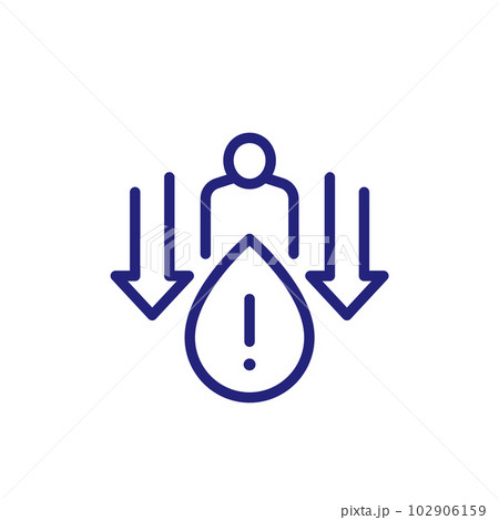 dehydration icon, low body water line vector 102906159