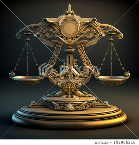 Mythical Wisdom: The Intricate Baroque Lady Justice Scale of the Libra Symbol Mythical Wisdom: The Intricate Baroque Lady Justice Scale of the Libra Symbol 102906216