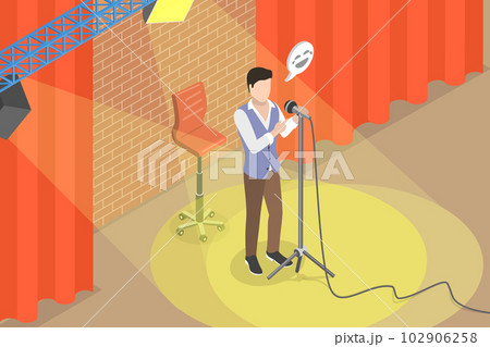 3D Isometric Flat Vector Conceptual Illustration of Standup Show 102906258