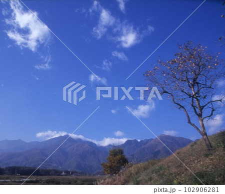 山梨県の山と青空の風景 102906281