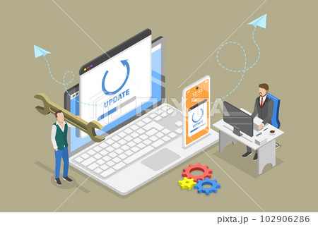 3D Isometric Flat Vector Conceptual Illustration of System Update 3D Isometric Flat Vector Conceptual Illustration of System Update 102906286