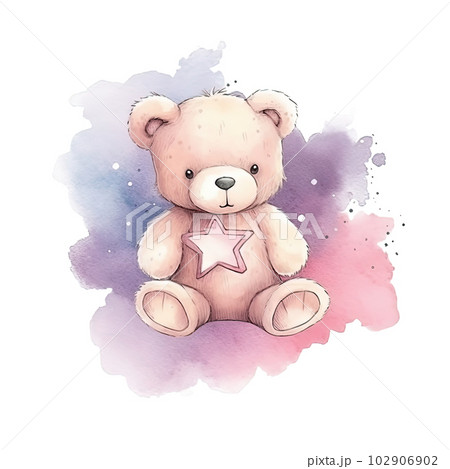 Cute watercolor teddy bear. Illustration AIのイラスト素材