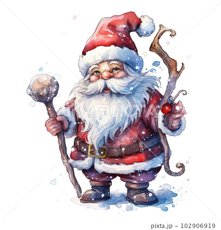 Cute watercolor Santa Claus. Illustration AI Generative 102906919
