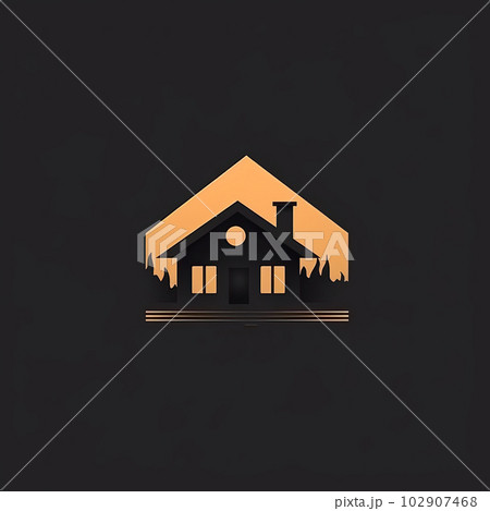 Small rural cottage Minimalist Emblem Illustration 102907468
