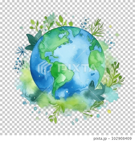 Watercolor Earth planet. Illustration AI Generative 102908409