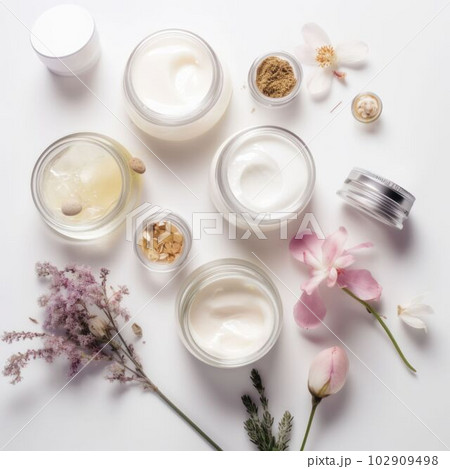 Mock up luxury cosmetic product from nature for branding Created with Generative AI technology. 102909498