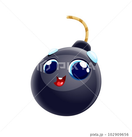 Cartoon comical bomb character with wick or fuse. Explosive, weapon personage. Explosion, grenade or bomb cheerful vector character, isolated dynamite personage or mascot with happy smiling face Cartoon comical bomb character with wick or fuse. Explosive, weapon personage. Explosion, grenade or bomb cheerful vector character, isolated dynamite personage or mascot with happy smiling face 102909656