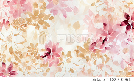 Beautiful pink and blush watercolor flower backgro 102910961