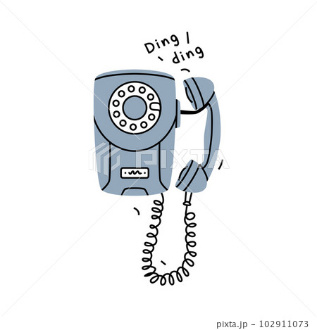 Grey Landline or Wireline Home Phone as Telephone Connection Vector Illustration 102911073