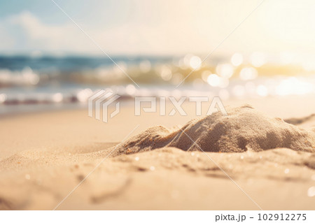 A panoramic view of a sandy beach with crystal clear water, where a starfish is resting, inviting the viewers to relax and enjoy the beauty of nature. AI Generative A panoramic view of a sandy beach with crystal clear water, where a starfish is resting, inviting the viewers to relax and enjoy the beauty of nature. AI Generative 102912275
