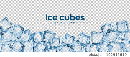 Frozen ice cubes in blue solid and transparent Vector Image