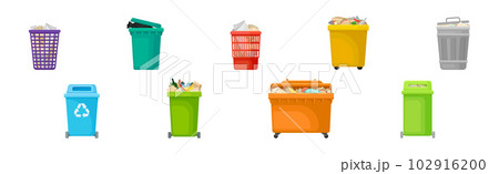 Street Dustbin and Trash Container for Garbage Vector Set Street Dustbin and Trash Container for Garbage Vector Set 102916200