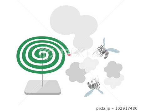 蚊取り線香で、蚊を撃退するイラスト 蚊取り線香で、蚊を撃退するイラスト 102917480