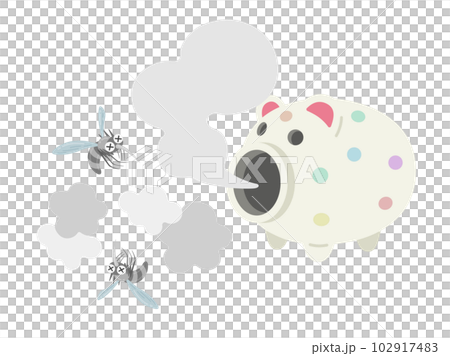 An illustration of repelling mosquitoes with a mosquito coil in a pig bowl 102917483