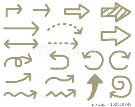 手描きの太い矢印のセット_灰茶色 102919845