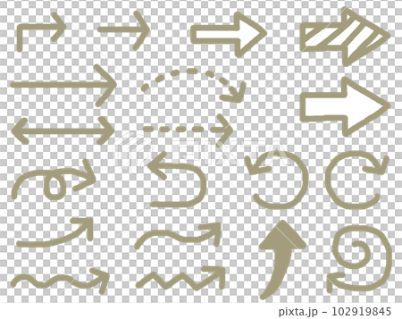 手描きの太い矢印のセット_灰茶色 102919845